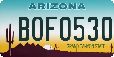 AZ license plate BOF0530