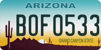 AZ license plate BOF0533