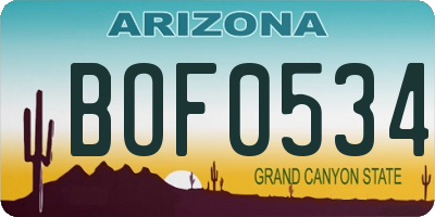 AZ license plate BOF0534