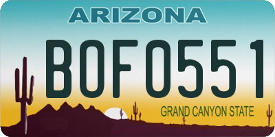 AZ license plate BOF0551