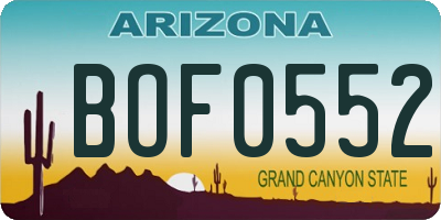 AZ license plate BOF0552