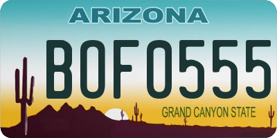 AZ license plate BOF0555