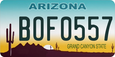 AZ license plate BOF0557