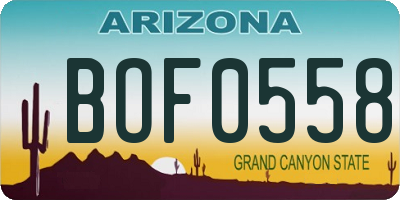 AZ license plate BOF0558