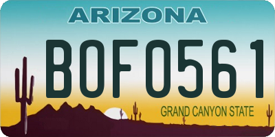 AZ license plate BOF0561