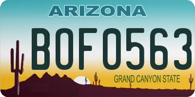 AZ license plate BOF0563