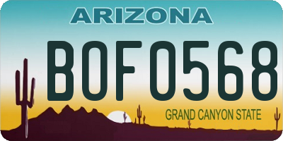 AZ license plate BOF0568