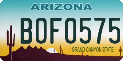 AZ license plate BOF0575