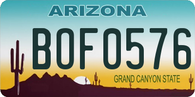 AZ license plate BOF0576