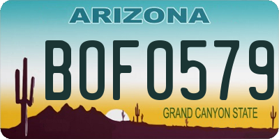 AZ license plate BOF0579