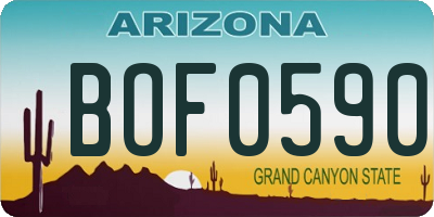 AZ license plate BOF0590