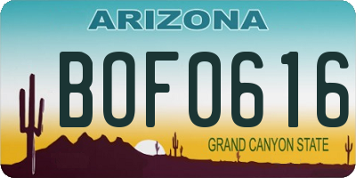 AZ license plate BOF0616