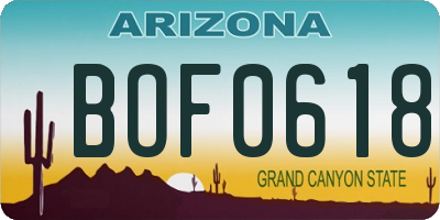 AZ license plate BOF0618
