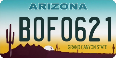 AZ license plate BOF0621