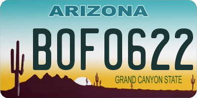 AZ license plate BOF0622
