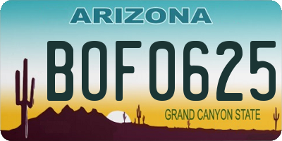 AZ license plate BOF0625