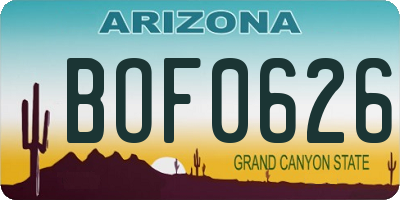 AZ license plate BOF0626