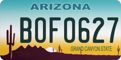 AZ license plate BOF0627