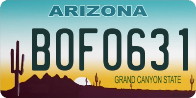 AZ license plate BOF0631