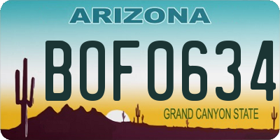 AZ license plate BOF0634