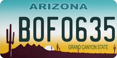 AZ license plate BOF0635