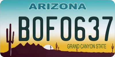 AZ license plate BOF0637