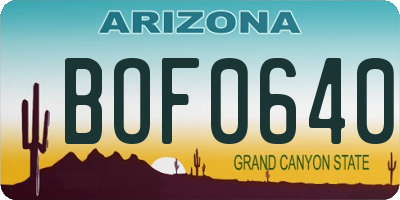 AZ license plate BOF0640
