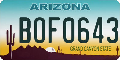 AZ license plate BOF0643
