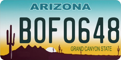 AZ license plate BOF0648