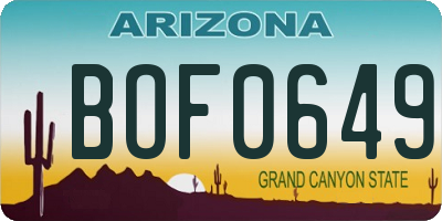 AZ license plate BOF0649