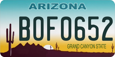 AZ license plate BOF0652