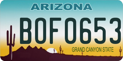 AZ license plate BOF0653