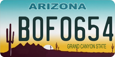 AZ license plate BOF0654