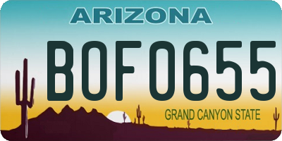 AZ license plate BOF0655