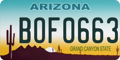 AZ license plate BOF0663