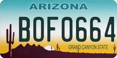 AZ license plate BOF0664