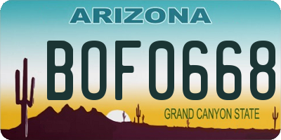 AZ license plate BOF0668