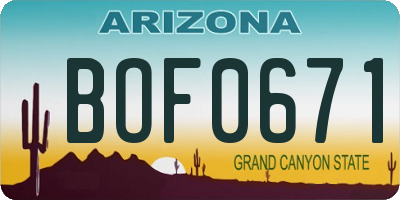 AZ license plate BOF0671
