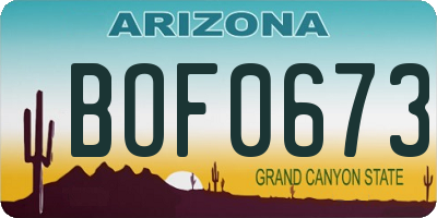 AZ license plate BOF0673