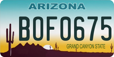 AZ license plate BOF0675