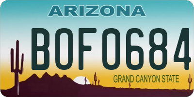 AZ license plate BOF0684