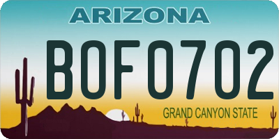 AZ license plate BOF0702