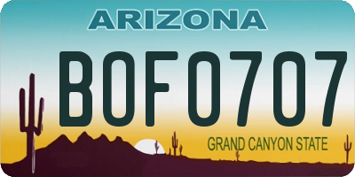 AZ license plate BOF0707