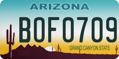AZ license plate BOF0709
