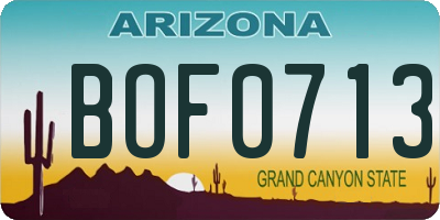 AZ license plate BOF0713