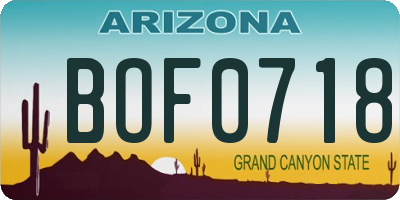 AZ license plate BOF0718