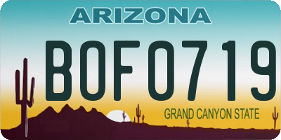 AZ license plate BOF0719