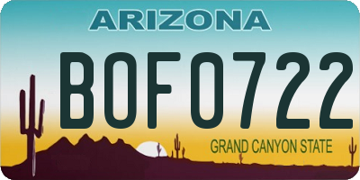 AZ license plate BOF0722