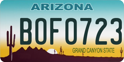 AZ license plate BOF0723