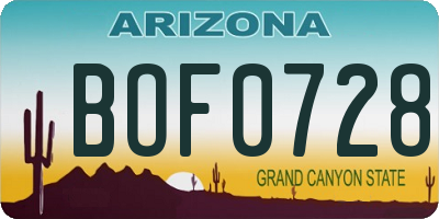 AZ license plate BOF0728